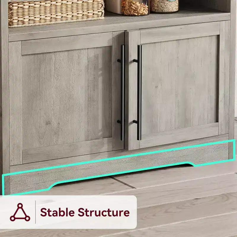 Scaffale da Panettiere Rustico, Supporto per Microonde con Armadietto, Dispensa da Cucina, Mobile Bar per Caffè da Cucina per Spezie, Piatti e Pentole