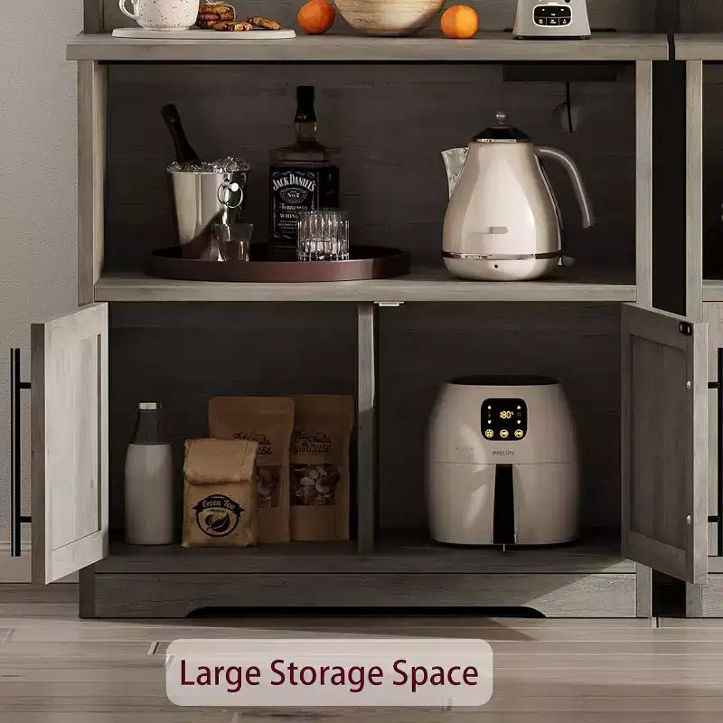 Scaffale da Panettiere Rustico, Supporto per Microonde con Armadietto, Dispensa da Cucina, Mobile Bar per Caffè da Cucina per Spezie, Piatti e Pentole