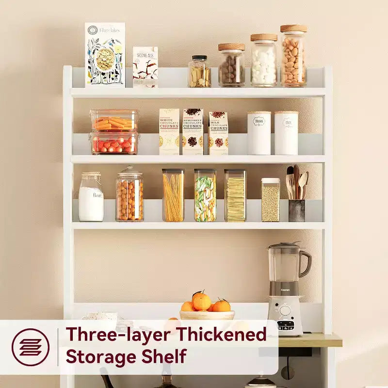 Scaffale da Panettiere Rustico, Supporto per Microonde con Armadietto, Dispensa da Cucina, Mobile Bar per Caffè da Cucina per Spezie, Piatti e Pentole