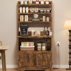 Scaffale da Panettiere Rustico, Supporto per Microonde con Armadietto, Dispensa da Cucina, Mobile Bar per Caffè da Cucina per Spezie, Piatti e Pentole