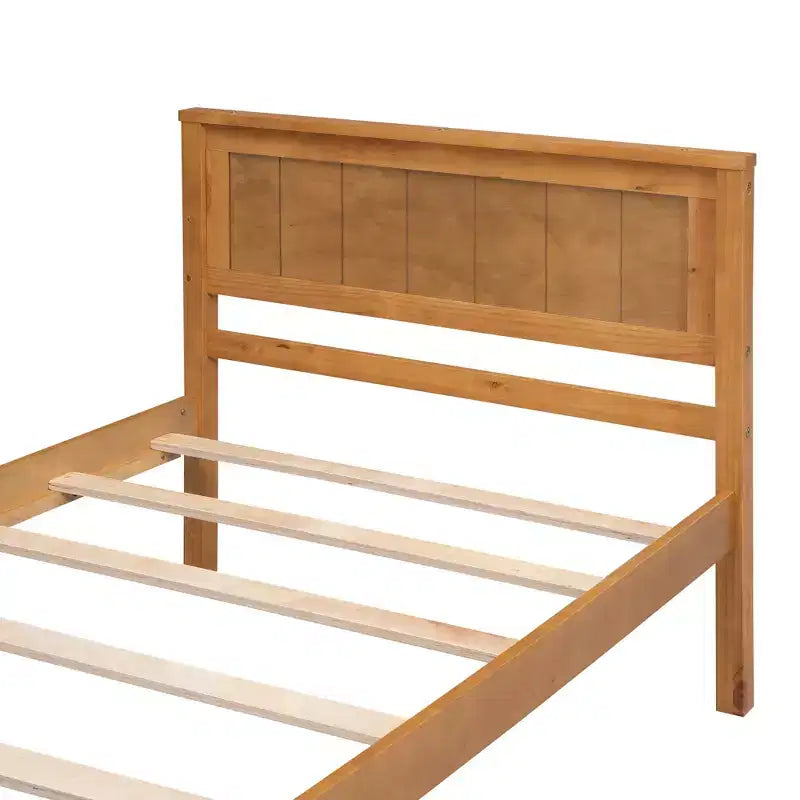 Base Letto a Piattaforma una Piazza, Telaio Letto Moderno in Legno di Pino con Testiera, Supporto a Doghe in Legno, Nessuna Rete a Molle Necessaria, per Camera da Letto