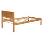 Base Letto a Piattaforma una Piazza, Telaio Letto Moderno in Legno di Pino con Testiera, Supporto a Doghe in Legno, Nessuna Rete a Molle Necessaria, per Camera da Letto