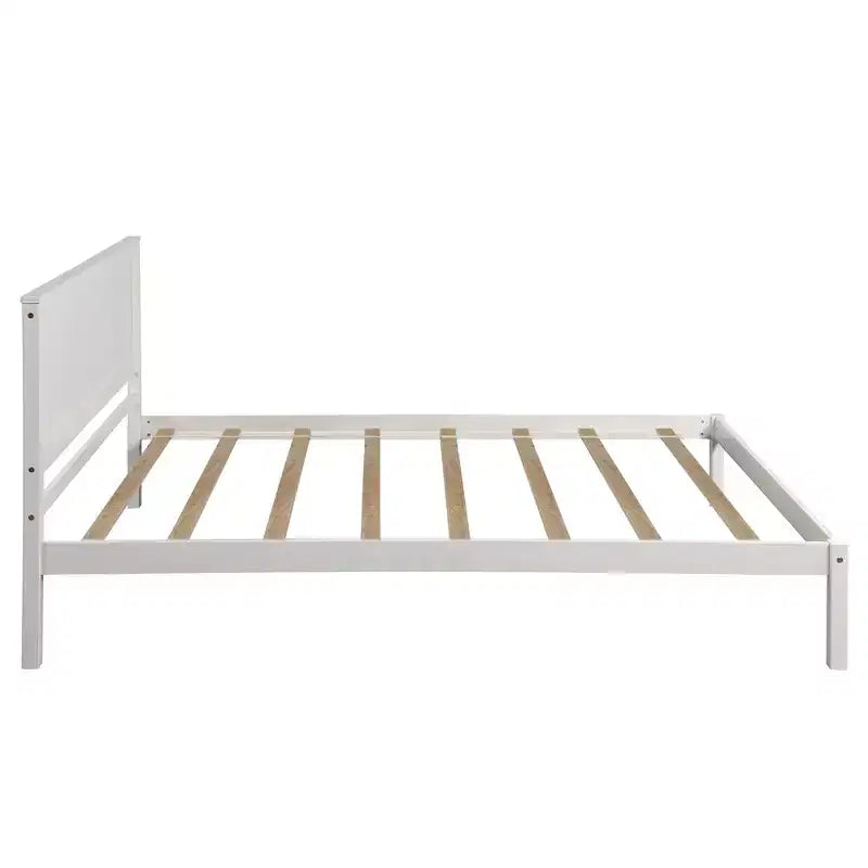 Base Letto a Piattaforma una Piazza, Telaio Letto Moderno in Legno di Pino con Testiera, Supporto a Doghe in Legno, Nessuna Rete a Molle Necessaria, per Camera da Letto