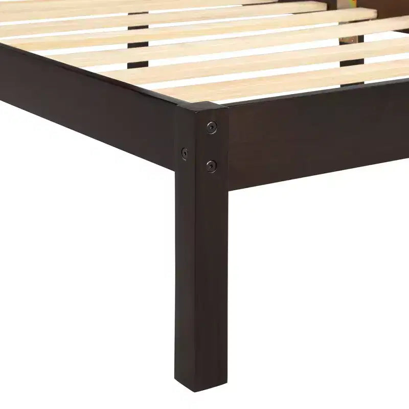Base Letto a Piattaforma una Piazza, Telaio Letto Moderno in Legno di Pino con Testiera, Supporto a Doghe in Legno, Nessuna Rete a Molle Necessaria, per Camera da Letto