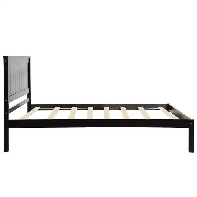 Base Letto a Piattaforma una Piazza, Telaio Letto Moderno in Legno di Pino con Testiera, Supporto a Doghe in Legno, Nessuna Rete a Molle Necessaria, per Camera da Letto