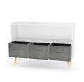 MDF Kids Bookshelf with Foldable Fabric Drawers,