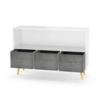 MDF Kids Bookshelf with Foldable Fabric Drawers,