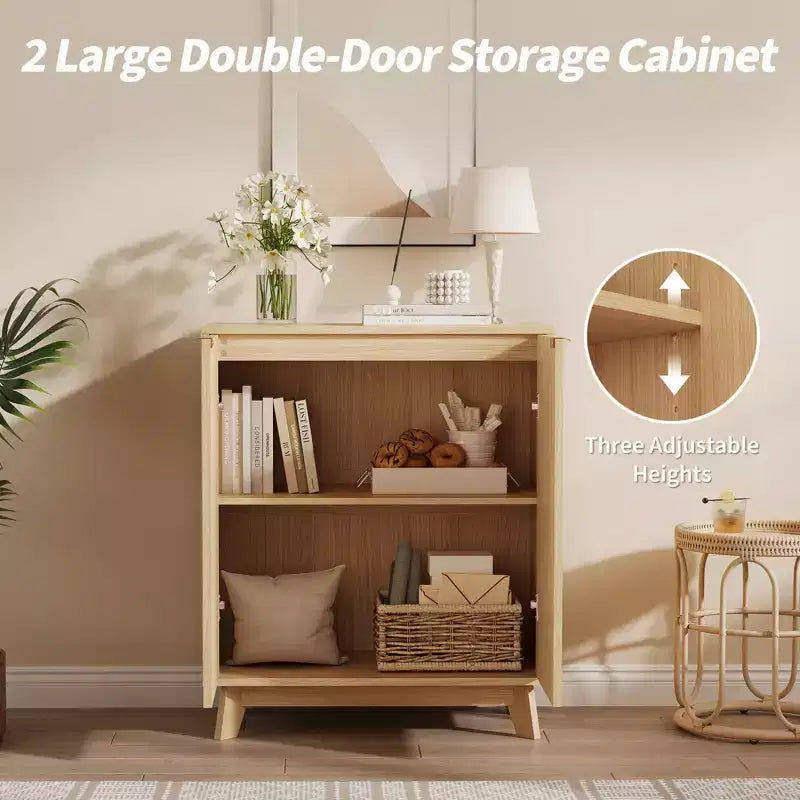 Credenza a Buffet con Ante e Ripiani Regolabili, Mobile Contenitore Moderno Scanalato per Soggiorno, Sala da Pranzo, Cucina