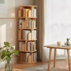 Scaffale Girevole a 360° a 5 Livelli, Robusta Struttura in MDF, Ripiani Aperti Facili da Accedere, Contiene Libri/Riviste/Decorazioni, per Camera da Letto/Soggiorno/Casa/Ufficio