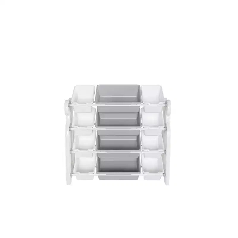 Organizer per Giocattoli per Bambini con 12 Cesti, Set di Mobili Multifunzionali per la Cameretta con Ripiani in HDPE (Grigio-Bianco)