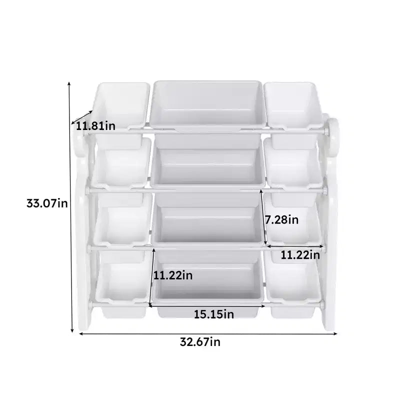 Organizer per Giocattoli per Bambini con 12 Cesti, Set di Mobili Multifunzionali per la Cameretta con Ripiani in HDPE (Grigio-Bianco)