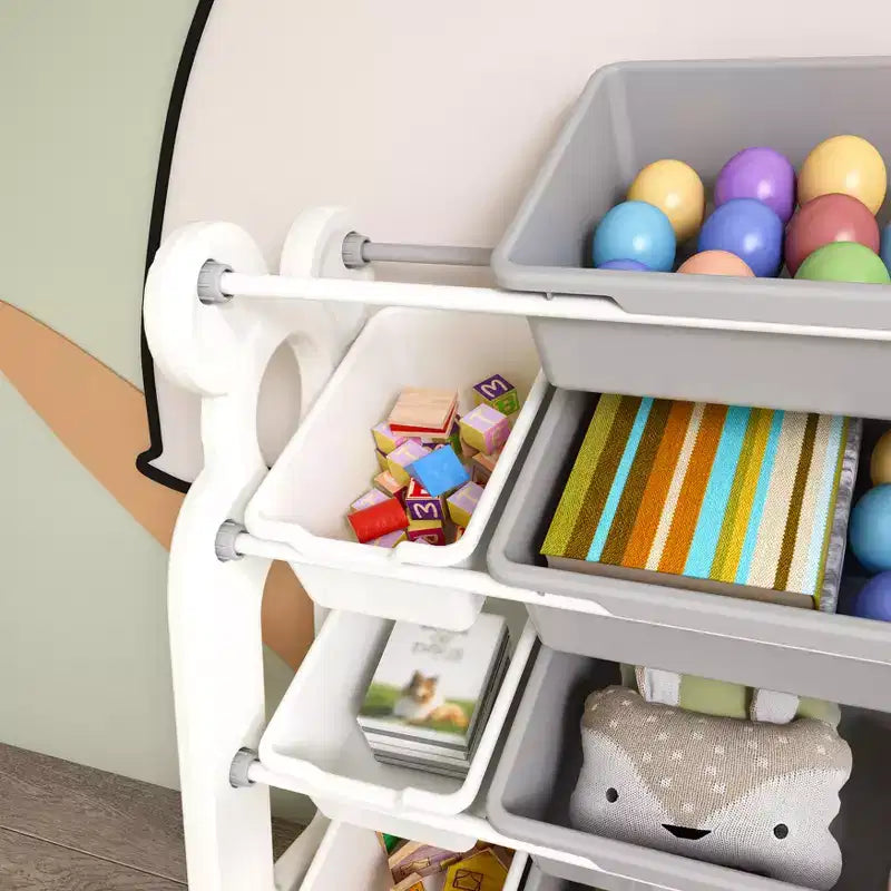 Organizer per Giocattoli per Bambini con 12 Cesti, Set di Mobili Multifunzionali per la Cameretta con Ripiani in HDPE (Grigio-Bianco)