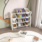 Organizer per Giocattoli per Bambini con 12 Cesti, Set di Mobili Multifunzionali per la Cameretta con Ripiani in HDPE (Grigio-Bianco)