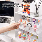 Espositore a Scala in Acrilico Trasparente per Blind Box, Contenitore Magnetico Impilabile per Action Figure e Bambole
