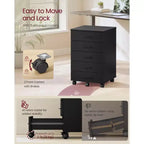 Cassettiera con rotelle, classificatore mobile con rotelle, supporto per stampante con 5 cassetti, guide scorrevoli senza attrezzi