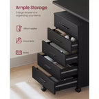 Cassettiera con rotelle, classificatore mobile con rotelle, supporto per stampante con 5 cassetti, guide scorrevoli senza attrezzi