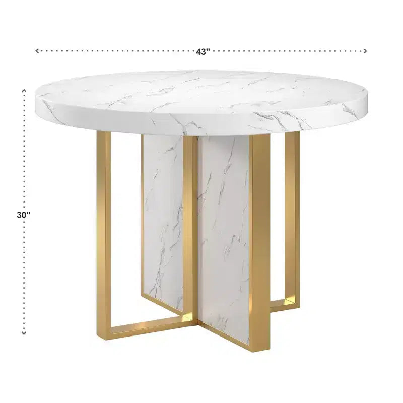Tavolo da pranzo rotondo da 43" in finto marmo