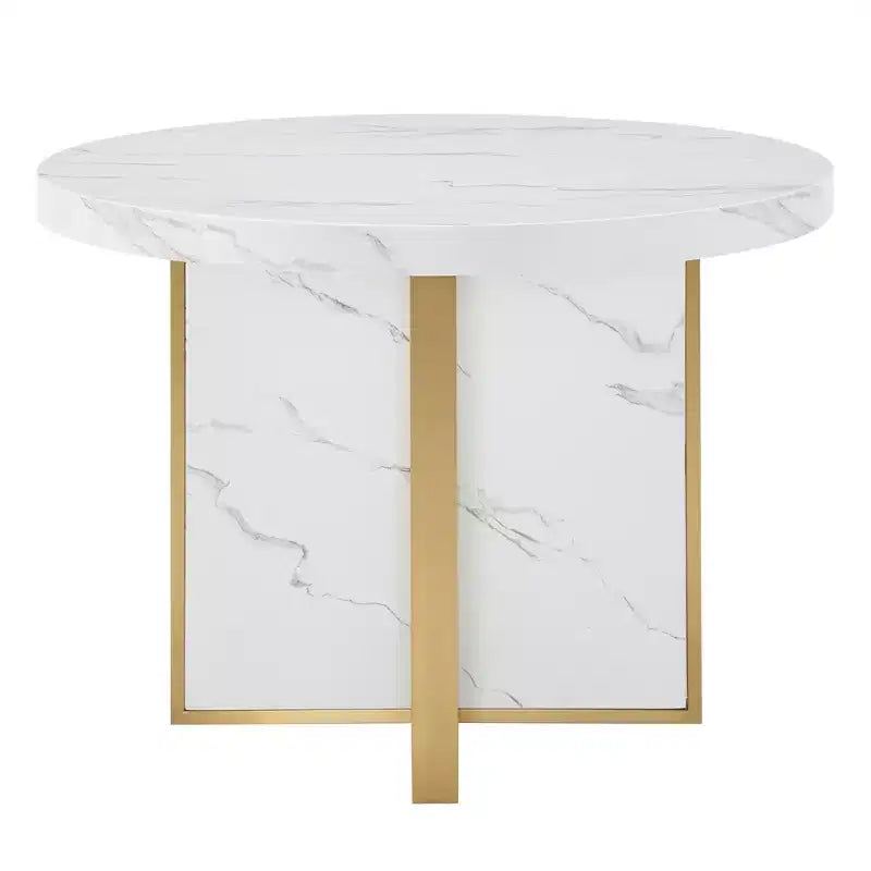 Tavolo da pranzo rotondo da 43" in finto marmo