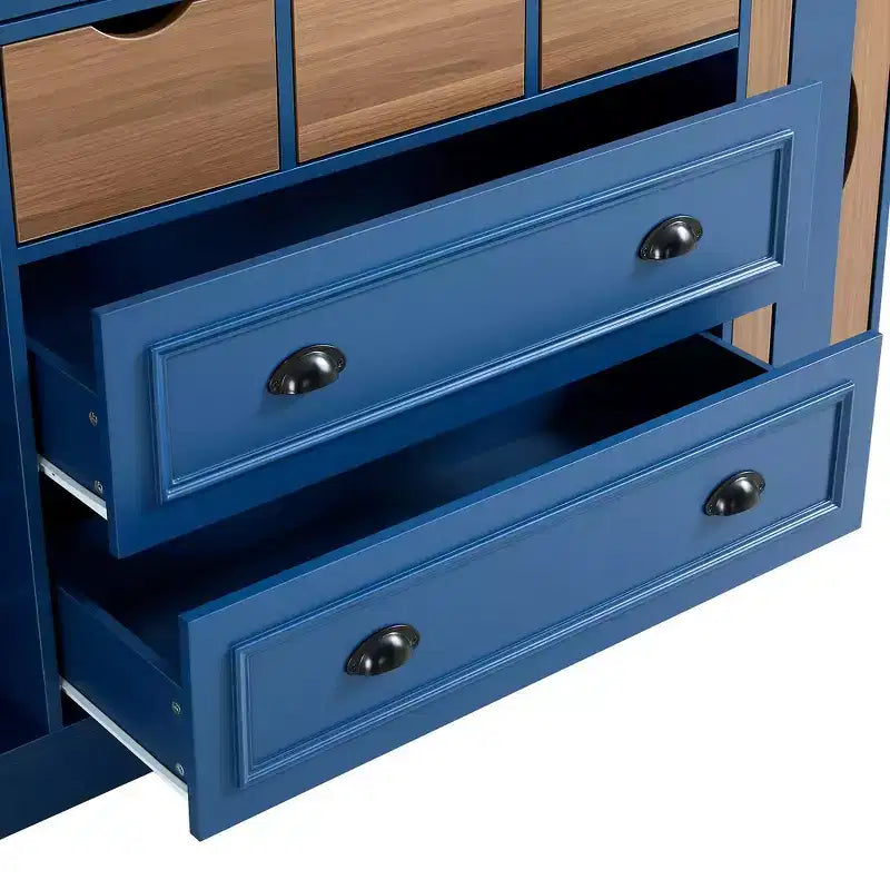 Dispensa da Cucina Autoportante Alta 180 cm, Grande Credenza con Armadietto per la Sala da Pranzo, con 4 Ante Pieghevoli, Ripiani e Portabottiglie