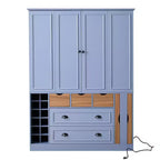 Dispensa da Cucina Autoportante Alta 180 cm, Grande Credenza con Armadietto per la Sala da Pranzo, con 4 Ante Pieghevoli, Ripiani e Portabottiglie