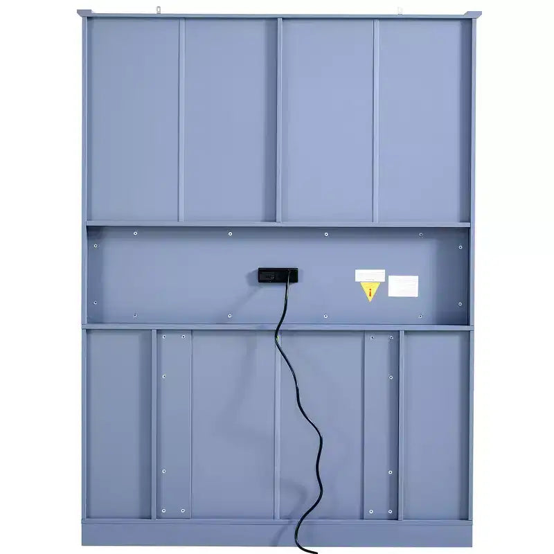 Dispensa da Cucina Autoportante Alta 180 cm, Grande Credenza con Armadietto per la Sala da Pranzo, con 4 Ante Pieghevoli, Ripiani e Portabottiglie