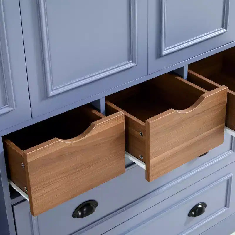 Dispensa da Cucina Autoportante Alta 180 cm, Grande Credenza con Armadietto per la Sala da Pranzo, con 4 Ante Pieghevoli, Ripiani e Portabottiglie