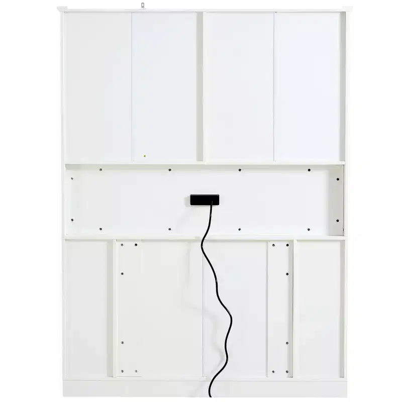 Dispensa da Cucina Autoportante Alta 180 cm, Grande Credenza con Armadietto per la Sala da Pranzo, con 4 Ante Pieghevoli, Ripiani e Portabottiglie