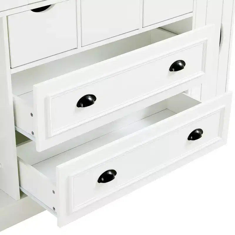 Dispensa da Cucina Autoportante Alta 180 cm, Grande Credenza con Armadietto per la Sala da Pranzo, con 4 Ante Pieghevoli, Ripiani e Portabottiglie