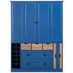 Dispensa da Cucina Autoportante Alta 180 cm, Grande Credenza con Armadietto per la Sala da Pranzo, con 4 Ante Pieghevoli, Ripiani e Portabottiglie