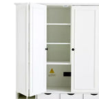 Dispensa da Cucina Autoportante Alta 180 cm, Grande Credenza con Armadietto per la Sala da Pranzo, con 4 Ante Pieghevoli, Ripiani e Portabottiglie