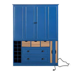 Dispensa da Cucina Autoportante Alta 180 cm, Grande Credenza con Armadietto per la Sala da Pranzo, con 4 Ante Pieghevoli, Ripiani e Portabottiglie