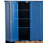 Dispensa da Cucina Autoportante Alta 180 cm, Grande Credenza con Armadietto per la Sala da Pranzo, con 4 Ante Pieghevoli, Ripiani e Portabottiglie