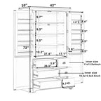 Dispensa da cucina indipendente alta 183 cm, grande armadio da sala da pranzo con ante e ripiani regolabili