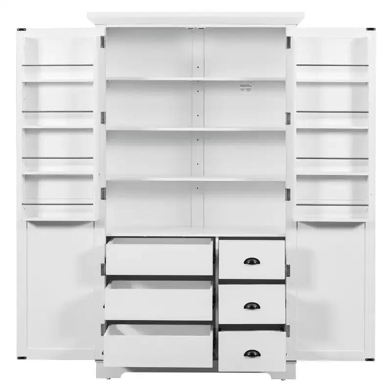 Dispensa da cucina indipendente alta 183 cm, grande armadio da sala da pranzo con ante e ripiani regolabili