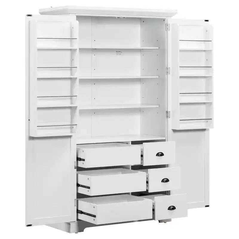 Dispensa da cucina indipendente alta 183 cm, grande armadio da sala da pranzo con ante e ripiani regolabili