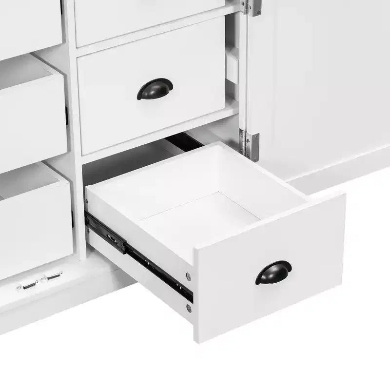 Dispensa da cucina indipendente alta 183 cm, grande armadio da sala da pranzo con ante e ripiani regolabili