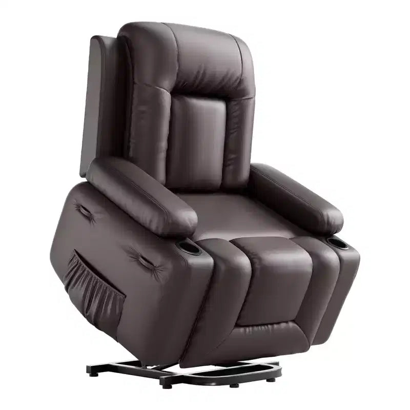 Poltrona reclinabile elettrica con calore e massaggio, divano ergonomico in pelle PU per soggiorno - schienale alto, seduta imbottita, poltrona relax regolabile