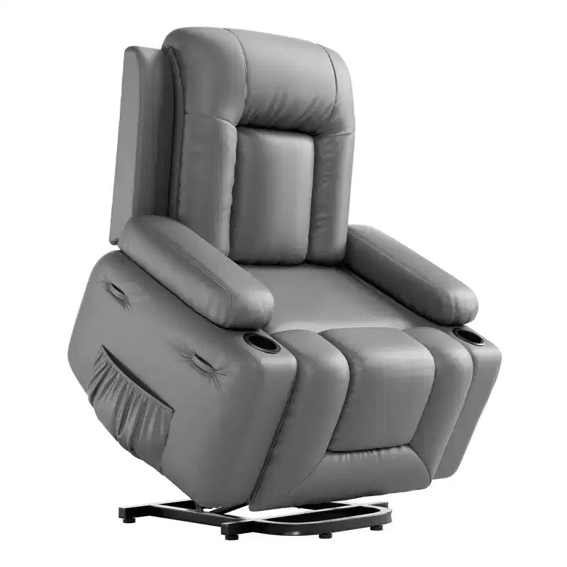 Poltrona reclinabile elettrica con calore e massaggio, divano ergonomico in pelle PU per soggiorno - schienale alto, seduta imbottita, poltrona relax regolabile