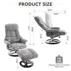 Poltrona reclinabile girevole Mirna ergonomica rivestita in ciniglia con pouf poggiapiedi