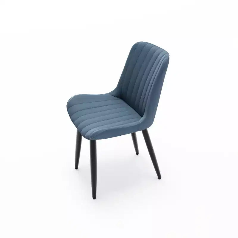 2 sedie da pranzo moderne in pelle PU con cuscini spessi e gambe in metallo - Sedie laterali senza braccioli per cucina e sala da pranzo