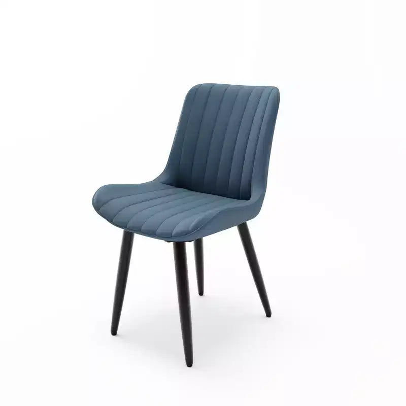 2 sedie da pranzo moderne in pelle PU con cuscini spessi e gambe in metallo - Sedie laterali senza braccioli per cucina e sala da pranzo