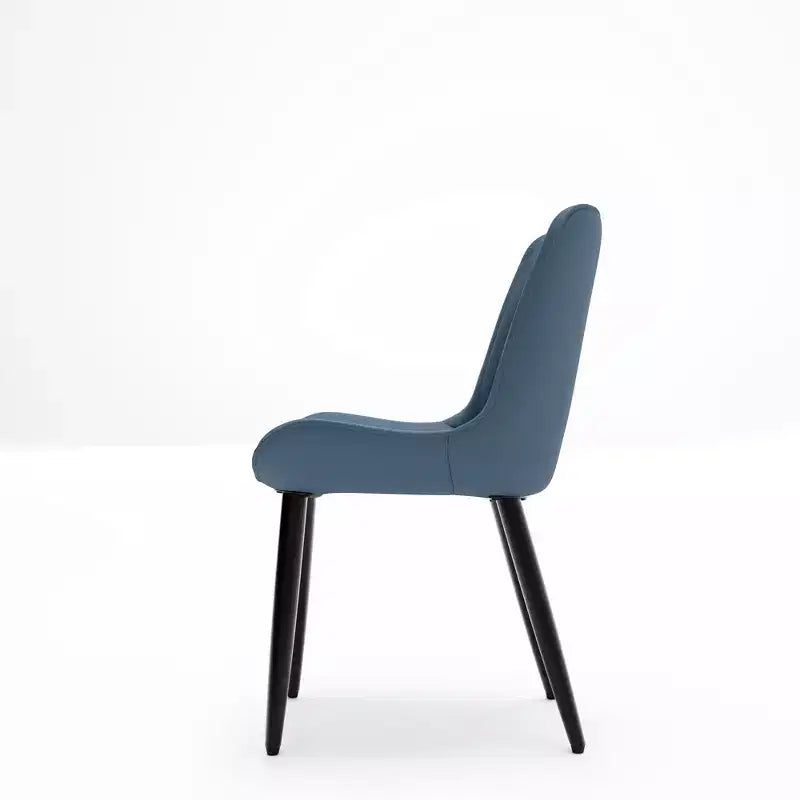 2 sedie da pranzo moderne in pelle PU con cuscini spessi e gambe in metallo - Sedie laterali senza braccioli per cucina e sala da pranzo