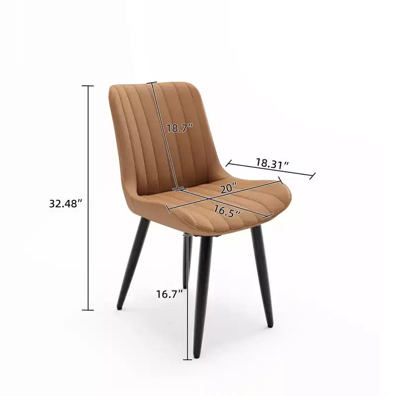 2 sedie da pranzo moderne in pelle PU con cuscini spessi e gambe in metallo - Sedie laterali senza braccioli per cucina e sala da pranzo