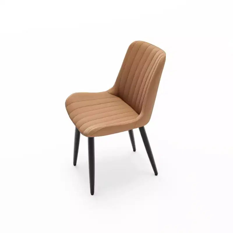 2 sedie da pranzo moderne in pelle PU con cuscini spessi e gambe in metallo - Sedie laterali senza braccioli per cucina e sala da pranzo