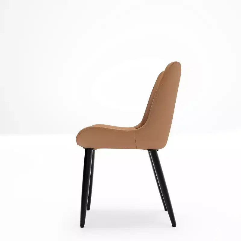 2 sedie da pranzo moderne in pelle PU con cuscini spessi e gambe in metallo - Sedie laterali senza braccioli per cucina e sala da pranzo