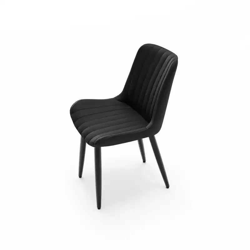 2 sedie da pranzo moderne in pelle PU con cuscini spessi e gambe in metallo - Sedie laterali senza braccioli per cucina e sala da pranzo