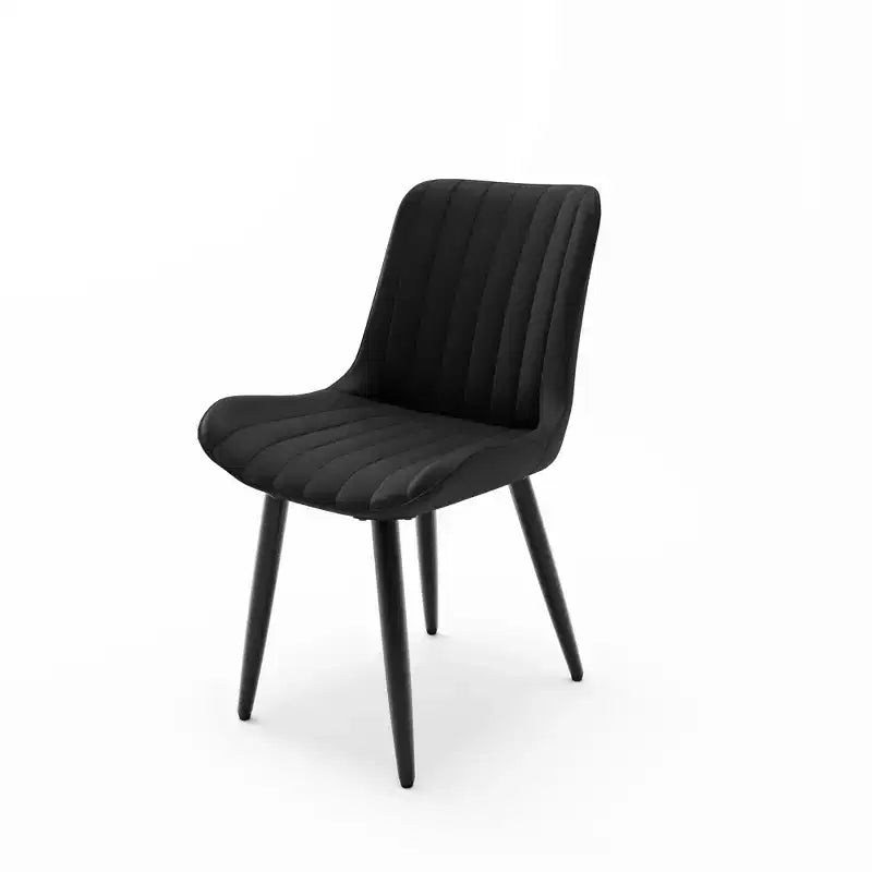 2 sedie da pranzo moderne in pelle PU con cuscini spessi e gambe in metallo - Sedie laterali senza braccioli per cucina e sala da pranzo