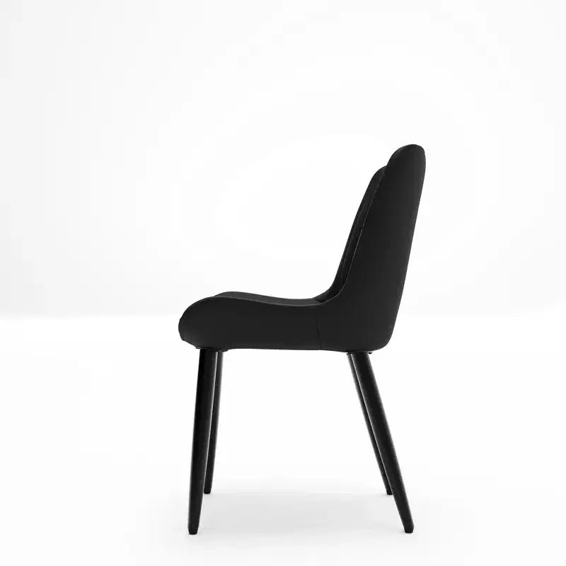 2 sedie da pranzo moderne in pelle PU con cuscini spessi e gambe in metallo - Sedie laterali senza braccioli per cucina e sala da pranzo