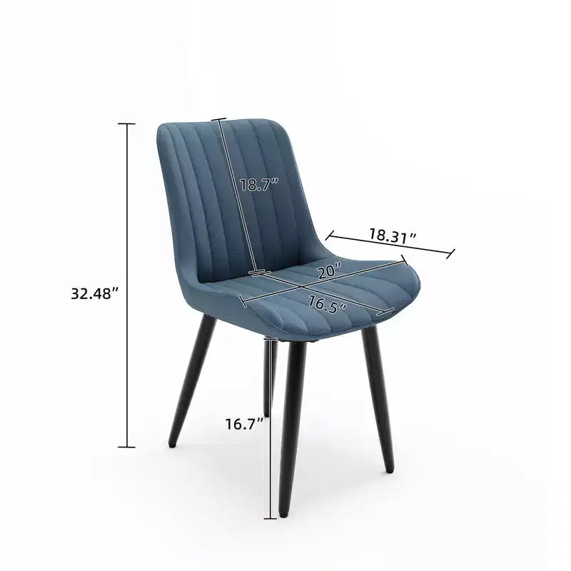 2 sedie da pranzo moderne in pelle PU con cuscini spessi e gambe in metallo - Sedie laterali senza braccioli per cucina e sala da pranzo