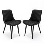 2pk Modern PU Leather Dining Chairs with Thick Cushions & Metal Legs - Armless Side Chairs for Kitchen & Dining Room
